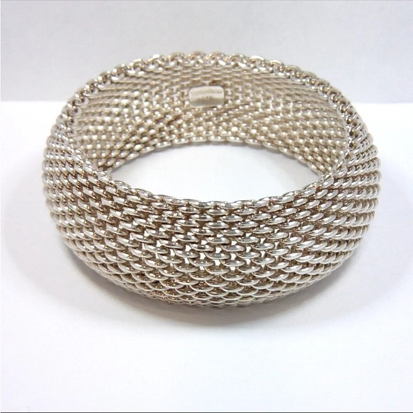 Authentic Tiffany & Co .925 Silver Somerset Mesh Bracelet Velvet Gift Box 59.5g - Picture 3 of 9